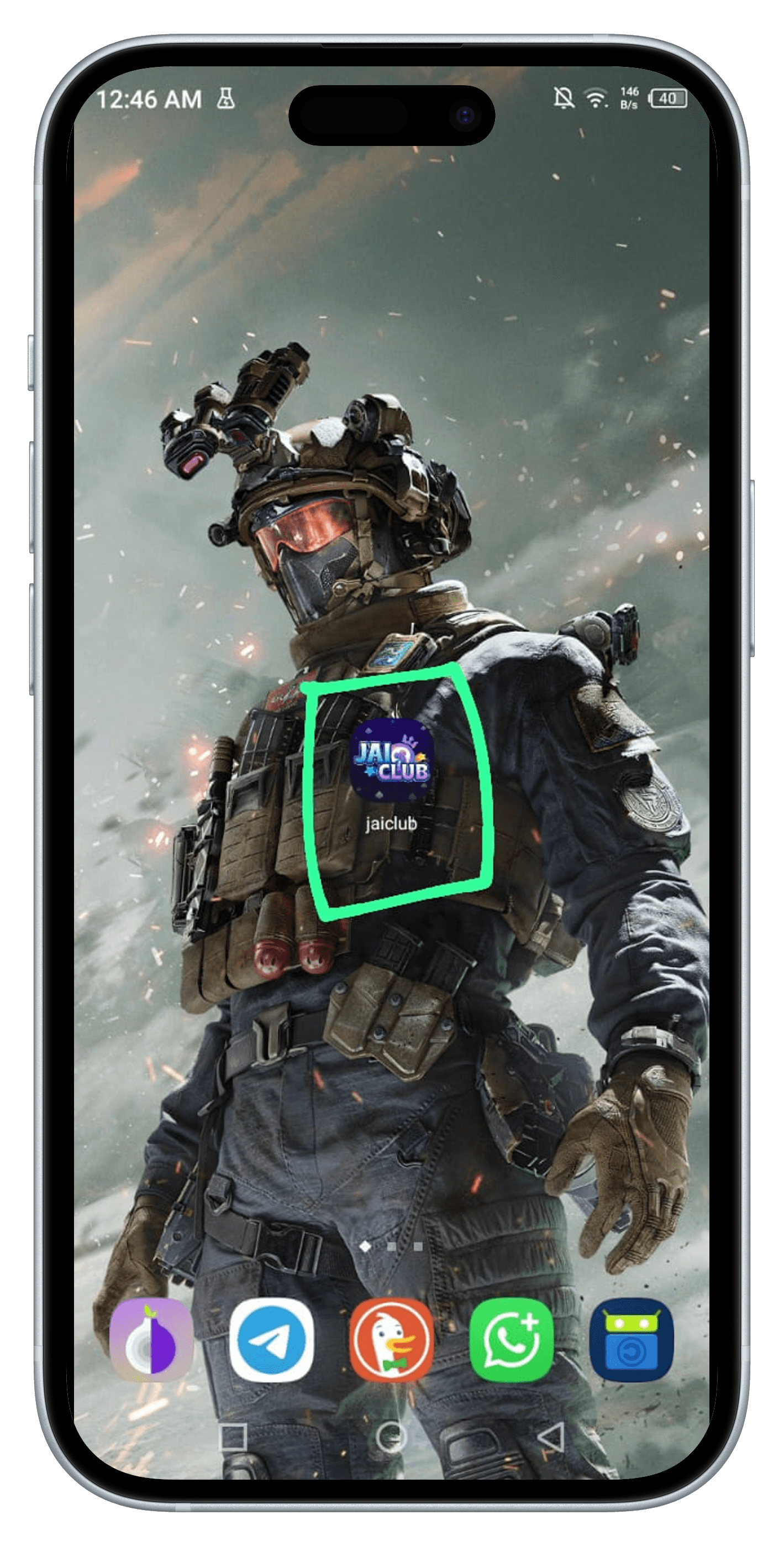 Jai Club app on iPhone homescreen after Quick Installation